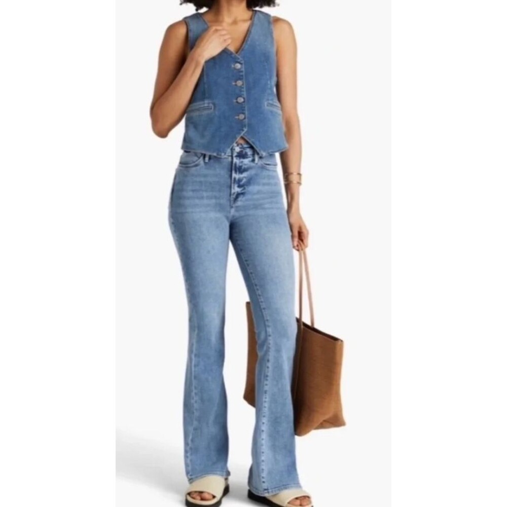 NWT Frame Le Super High Flare Womens High Rise Jadite Wash Jean 32